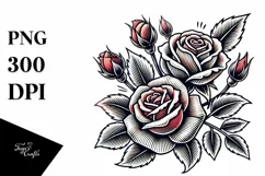 Tattoo Style Rose, Transparent PNG Product Image 1