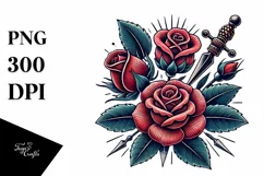 Tattoo Style Rose, Transparent PNG Product Image 1