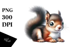Digital Watercolor Baby Squirrel, Transparent PNG Product Image 1
