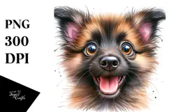 Watercolor Baby Malinois with Big Eyes, Transparent PNG Product Image 1
