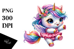 Cute Baby Unicorn Jumping PNG Product Image 1