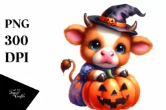 Cute Baby Cow Halloween Drawing | Sublimation Clipart Product Image 3