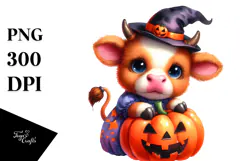 Cute Baby Cow Halloween Drawing | Sublimation Clipart Product Image 1