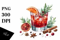 Watercolor Negroni Clipart Product Image 1