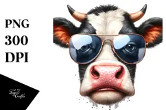 Funny Cow with Sunglasses PNG Product Image 1