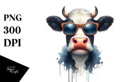Funny Cow with Funny Sunglasses PNG Product Image 1