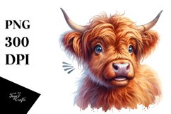 Cow Highland Cow Portrait Big Eyes Clipart Product Image 3