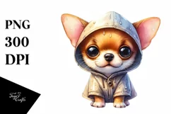 Expressive Chihuahua with Raincoat PNG Product Image 1