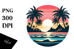 Retro Tropical Island Sunset, 20 oz Tumbler Product Image 1