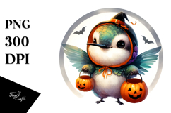 Cute Baby Hummingbird Halloween Digital Painting PNG Product Image 1
