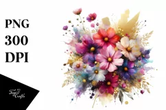 Vibrant Bouquet Gold Foil Clipart Product Image 3