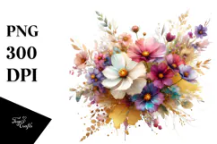 Vibrant Bouquet Gold Foil Clipart Product Image 1