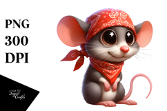 Silly Cartoon Mouse in Bandana, PNG Product Image 1
