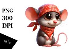 Silly Cartoon Mouse in Bandana, PNG Product Image 1