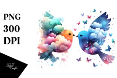 Colorful Bird Painting Sublimation PNG Product Image 1