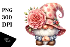 Cute Watercolor GNOME with Big Hat, Transparent PNG Product Image 1