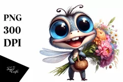 Baby Dragonfly Eyes Watercolor Clipart Product Image 1