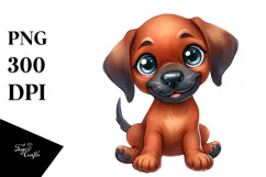 Watercolor Happy Cute Cartoon Rhodesian Ridgeback PNG Product Image 1