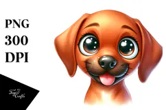 Watercolor Happy Cute Cartoon Rhodesian Ridgeback PNG Product Image 1