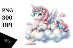 Unicorn Clouds Watercolor Pastel Clipart Product Image 3
