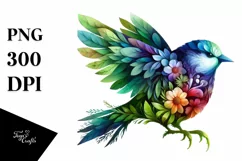 Abstract Bird made of Flowers PNG Product Image 1