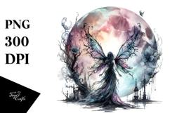 Gothic Fairy on Moon from Back PNG Product Image 1