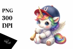 Cute Baby Unicorn Baseball | Clipart Product Image 3