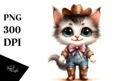 Funny Baby Cat with Cowboy Boots Clipart Product Image 3