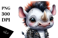 Punk Rhino Portrait PNG Product Image 1