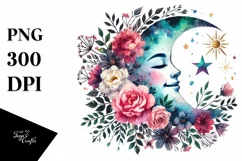 Digital Painting of Adorned Smiling Moon Product Image 1
