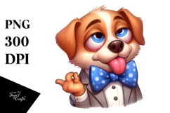Cartoony Dog with Bow Tie PNG Product Image 1
