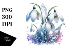 Detailed Watercolor Snowdrop | Clipart Product Image 3