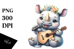 Energetic Baby Rhino with Singer Look PNG Product Image 1