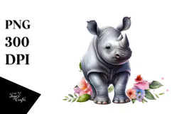 Cute Baby Rhino Singer PNG Product Image 1