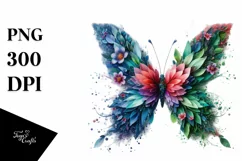 Vibrant Butterfly with Flowers PNG Product Image 3