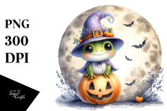 Cute Baby Frog Halloween Watercolor PNG Product Image 1