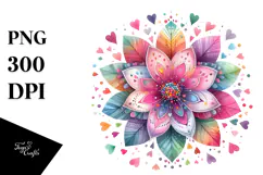 Colorful Boho Flower with Heart Petals PNG Product Image 1