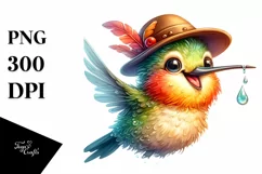 Hummingbird Whimsical Watercolor Clipart Product Image 1