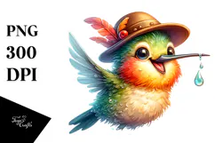 Hummingbird Whimsical Watercolor Clipart Product Image 1