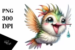 Hummingbird Whimsical Watercolor Clipart Product Image 3