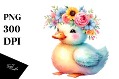 Cute Vibrant Flower Crown Duck Clipart Product Image 1