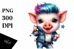 excited Baby Pig Posing PNG Product Image 1
