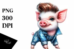 excited Baby Pig Posing PNG Product Image 3