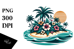 Retro Tropical Flower Island Clipart Product Image 1