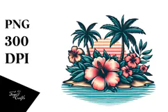 Retro Tropical Flower Island PNG Product Image 1