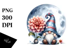 Cute Watercolor GNOME with Big Hat, Transparent PNG Product Image 1
