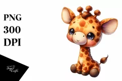 Vibrant Watercolor Giraffe Plush with Sewn Details | Clipart Product Image 3