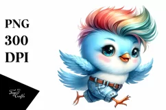Happy Baby Bird with Jeans PNG Product Image 1