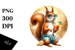 Funky Squirrel with Cocktail , Transparent PNG Product Image 1