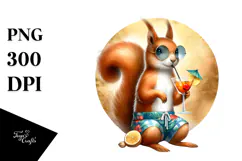 Funky Squirrel with Cocktail , Transparent PNG Product Image 1